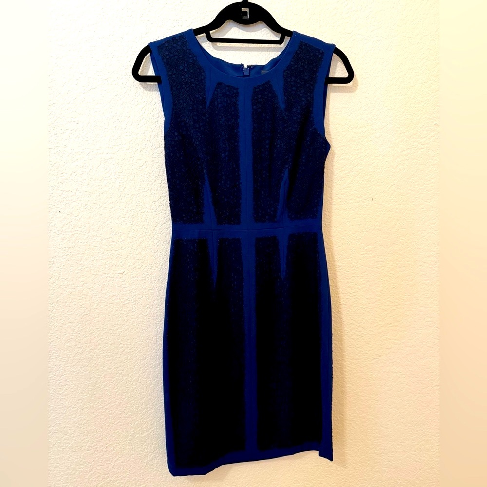 BCBGMaxAzria Navy and Black Midi Dress